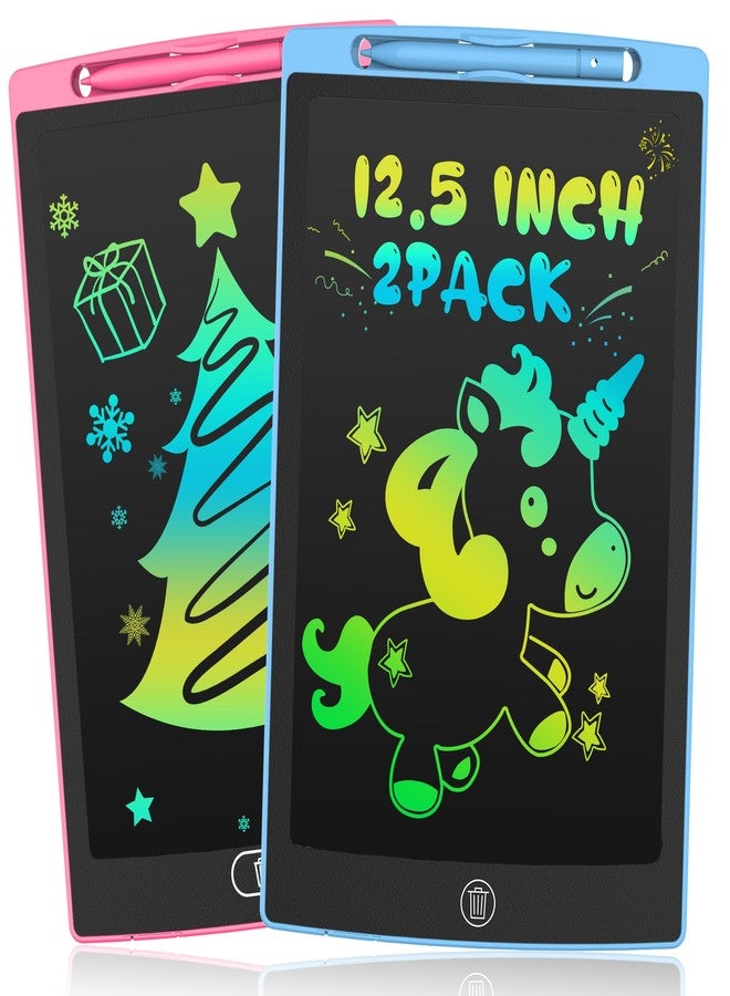 HAPPYMATE 2 Pack LCD Writing Tablet for Kids, 12.5 inch Colourful Doodle Board Erasable Drawing Tablet for Kids, Educational Learning Travel Toys Birthday Christmas Gifts for 3 4 5 6 7 Girls Boys(Pink+Blue) - Image 1